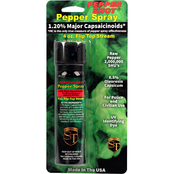 Pepper Shot 1.2% MC 4 oz Pepper Spray Stream Flip Top