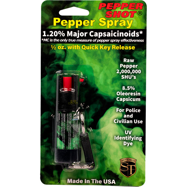 Pepper Shot 1.2% MC  1/2 oz  Pepper Spray Belt Clip and Quick Release Key Chain